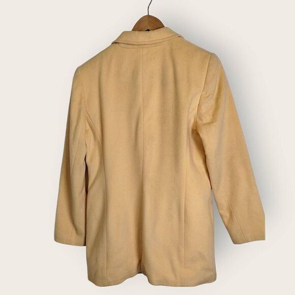Katherine Kelly Womens Sz 8 Wool Cashmere Blend Coat Yellow Carcoat Peacoat Vtg - Picture 2 of 11